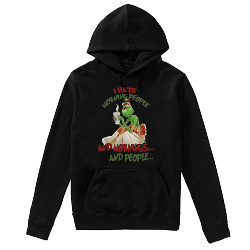 Grinch drink Starbuck Coffee I hate morning people and mornings and people Christmas tshirt