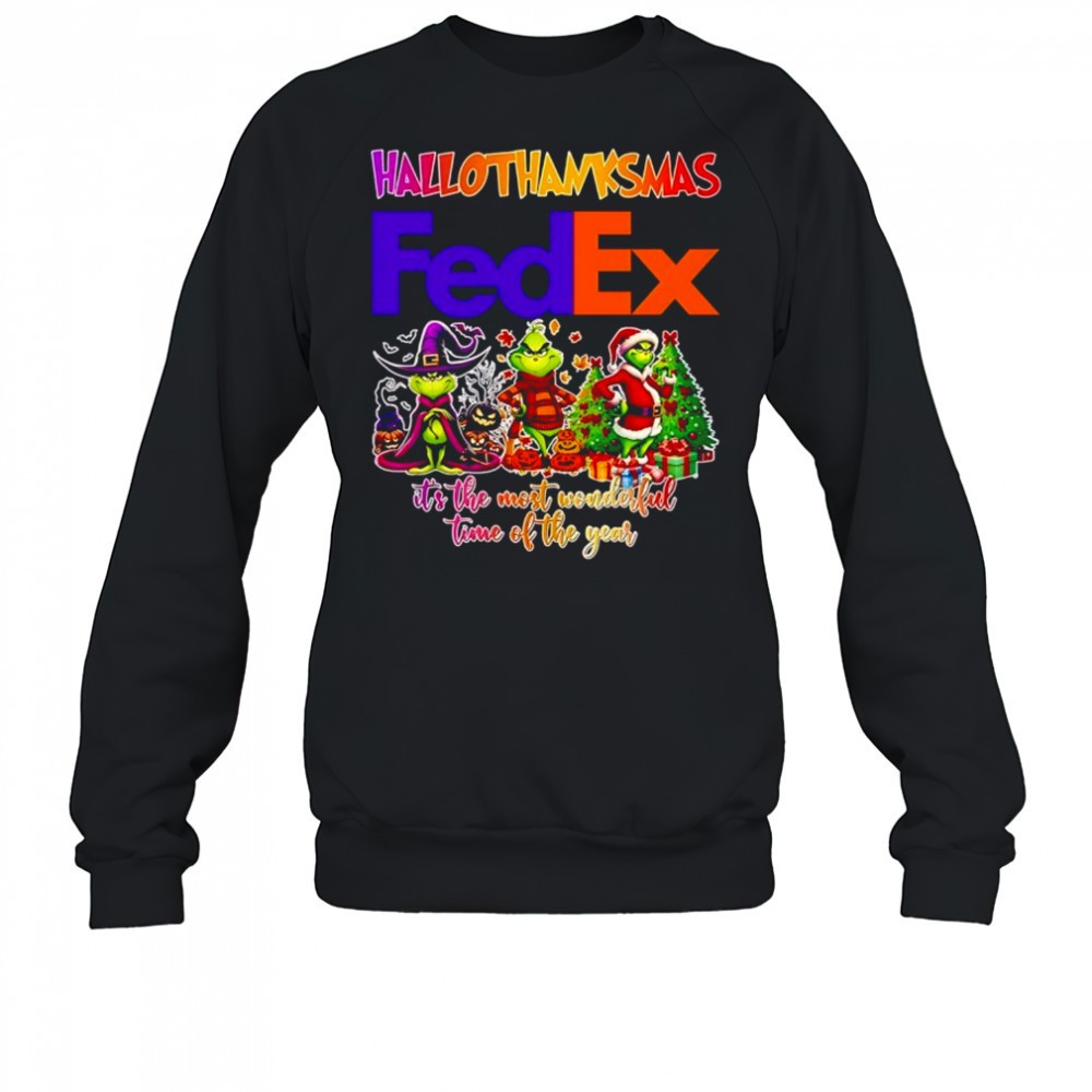 Grinch Hallothanksmas FedEx its the most wonderful time of the year shirt