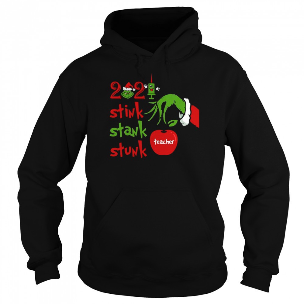 Grinch Hand Holding 2025 Teacher Stink Stank Stunk Christmas Sweater Shirt