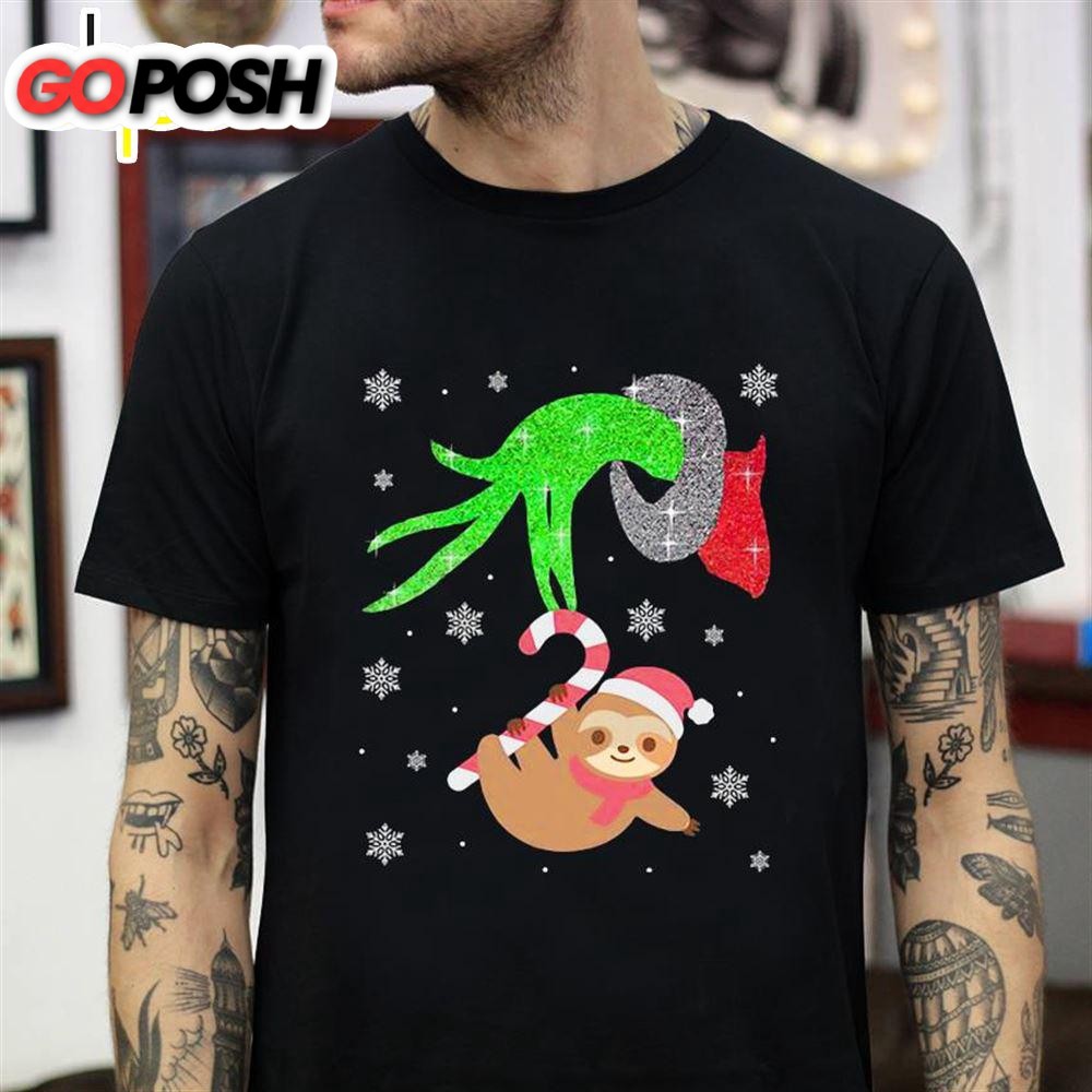 Grinch Holding Slothmas Christmas T-Shirt