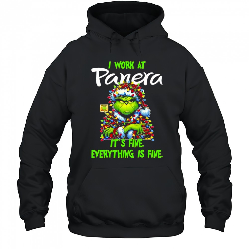 Grinch i work at Panera Bread logo its fine everything is fine shirt