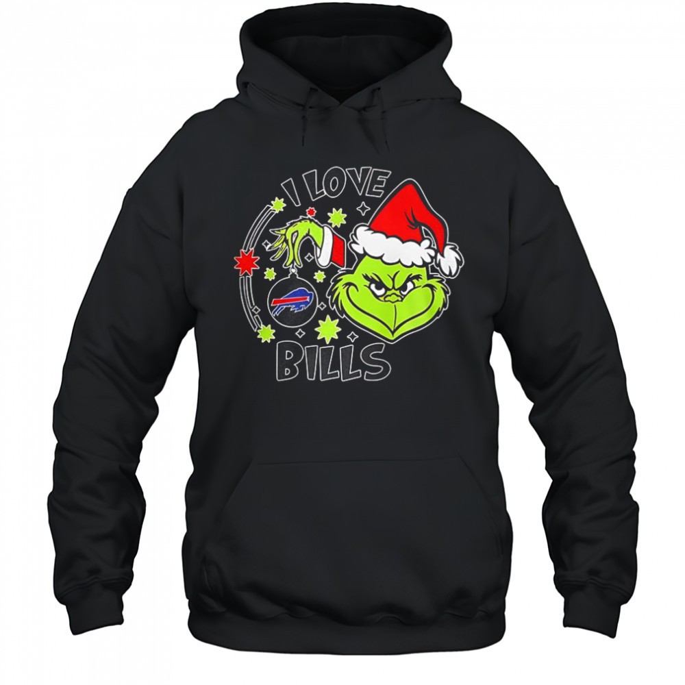 Grinch in Santa hat I love Buffalo Bills Christmas shirt