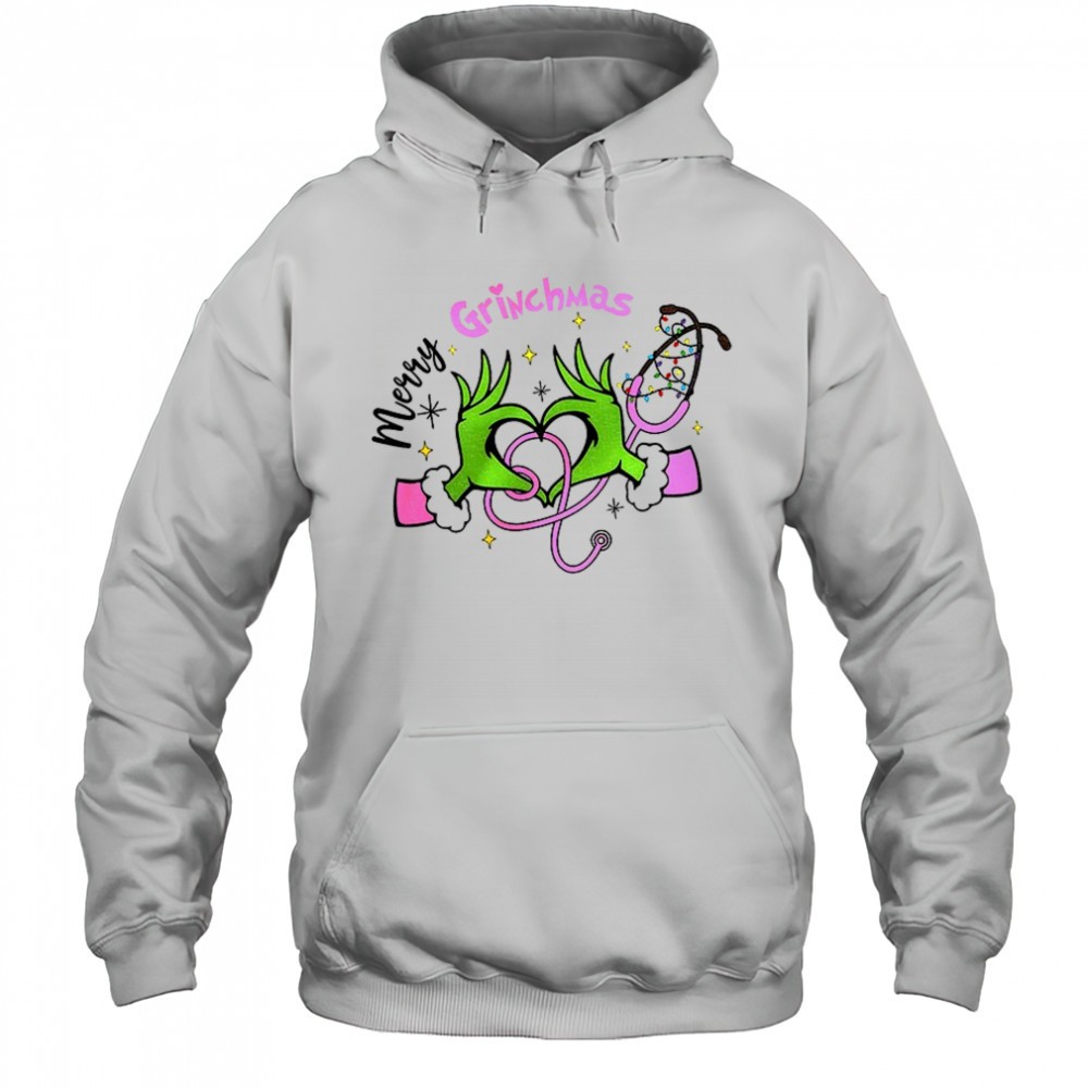 Grinch nurse love hand Merry Grinchmas Merry Christmas shirt