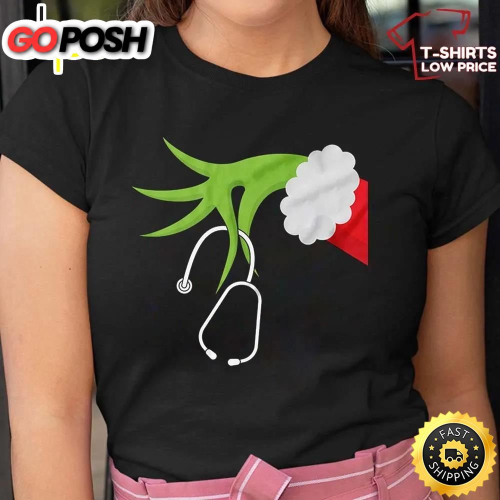 Grinch Nurse Stethoscope Christmas Grinchmas T-Shirt