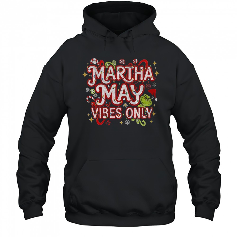 Grinch Santa hat Martha May Vibes Only Merry Christmas 2025 shirt