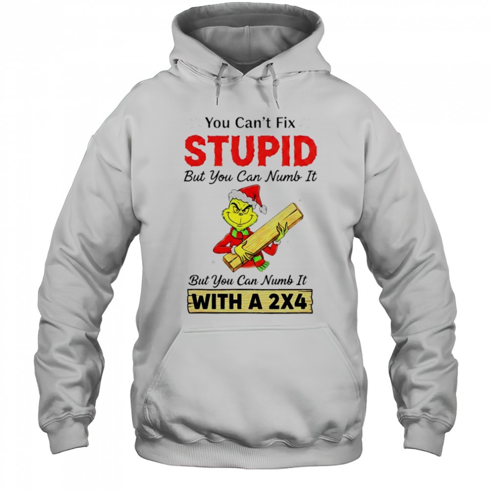 Grinch Santa suit you cant fix stupid but you can numb it with a 2×4 shirt
