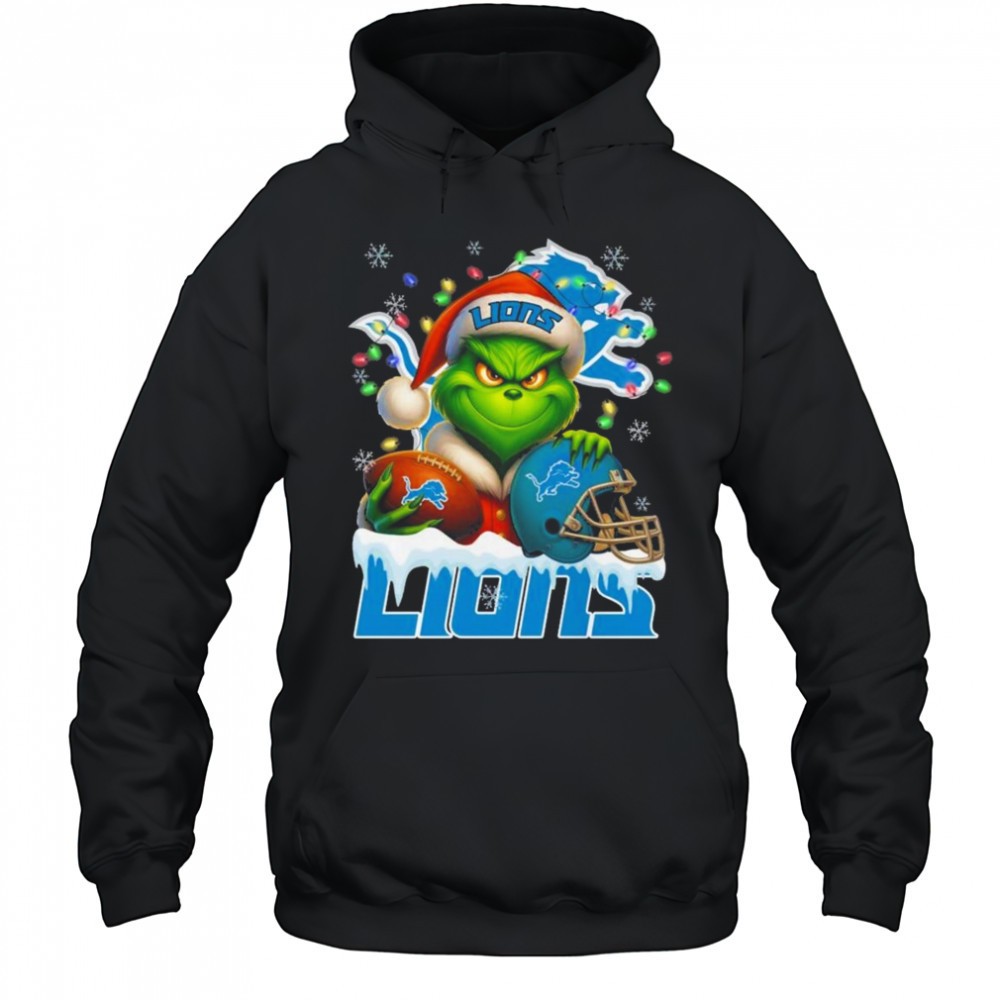 Grinch X Detroit Lions Ball And Helmet Merry Christmas Shirt