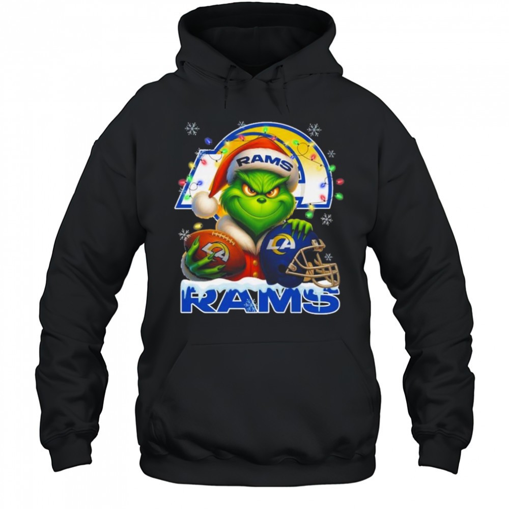 Grinch X Los Angeles Rams Ball And Helmet Merry Christmas Shirt
