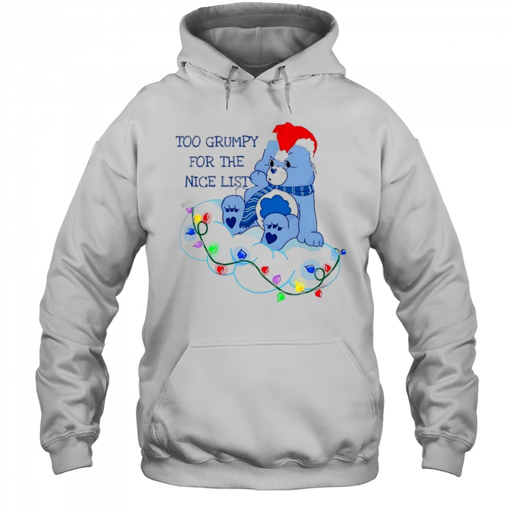 Grumpy Bear too grumpy for the nice list Christmas lights shirt