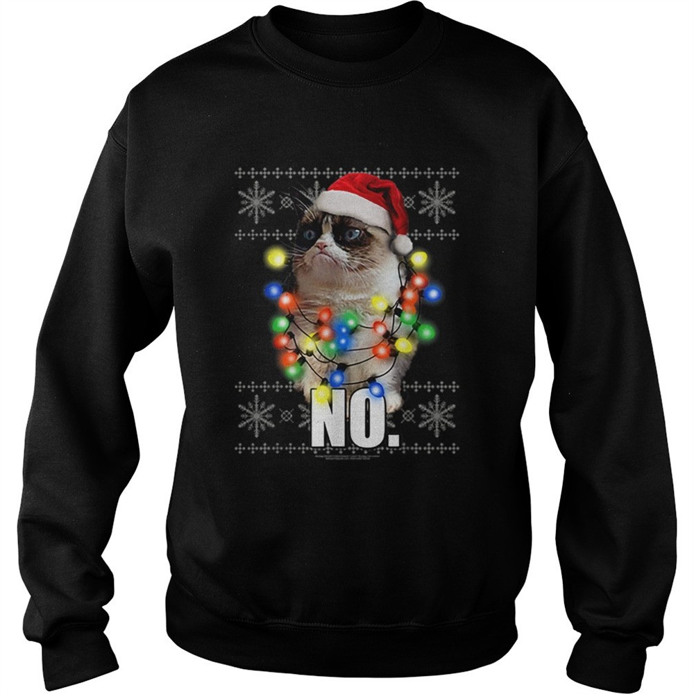 Grumpy Cat Ugly Sweater Christmas Lights No Graphic shirt