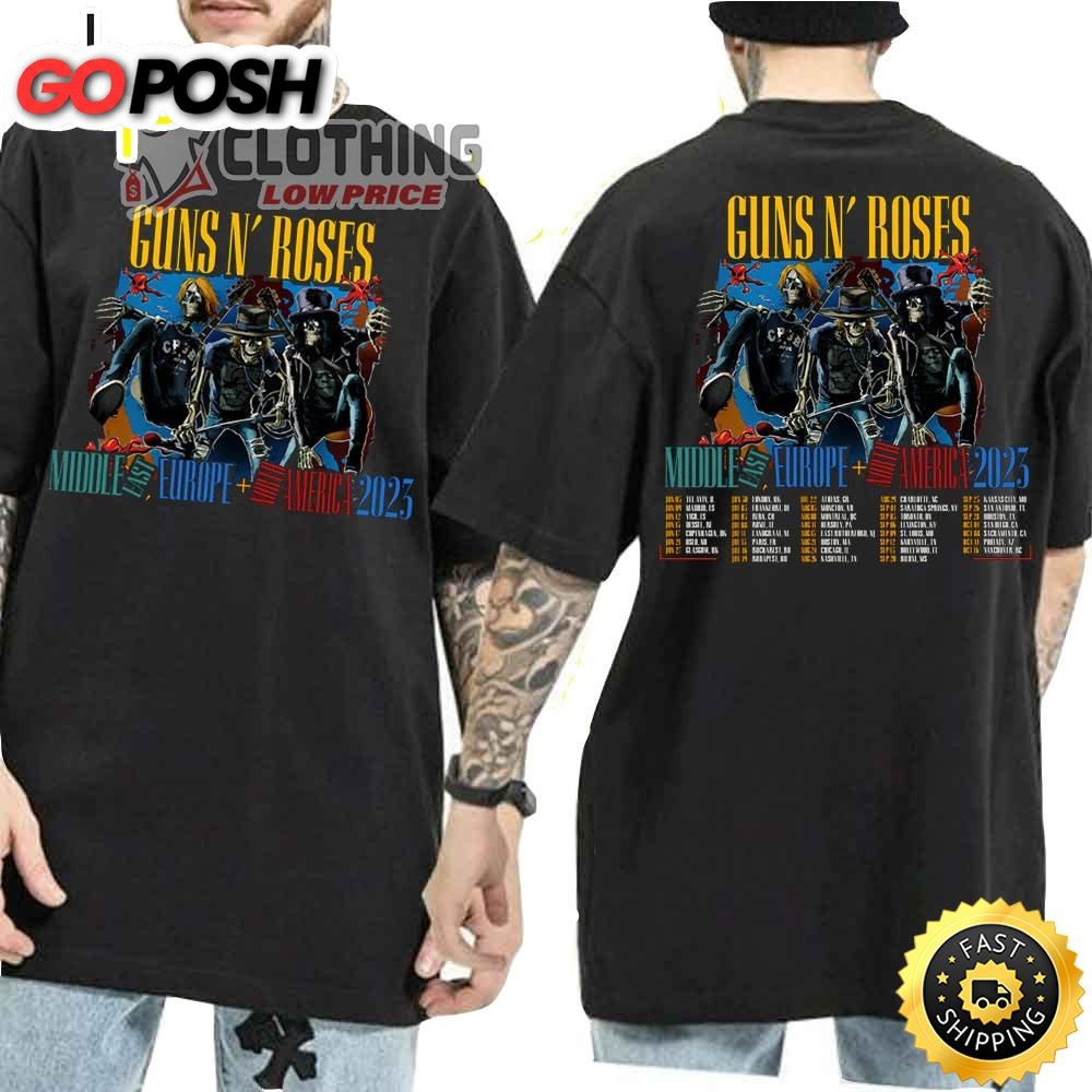 Guns N Roses North America 2025 Tickets Merch Guns N Roses Moddle Fast Europe North America 2025 Setlist T-Shirt