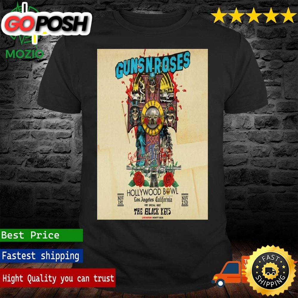 Guns N Roses The Hollywood Bowl November 2025 Los Angeles Poster Shirt