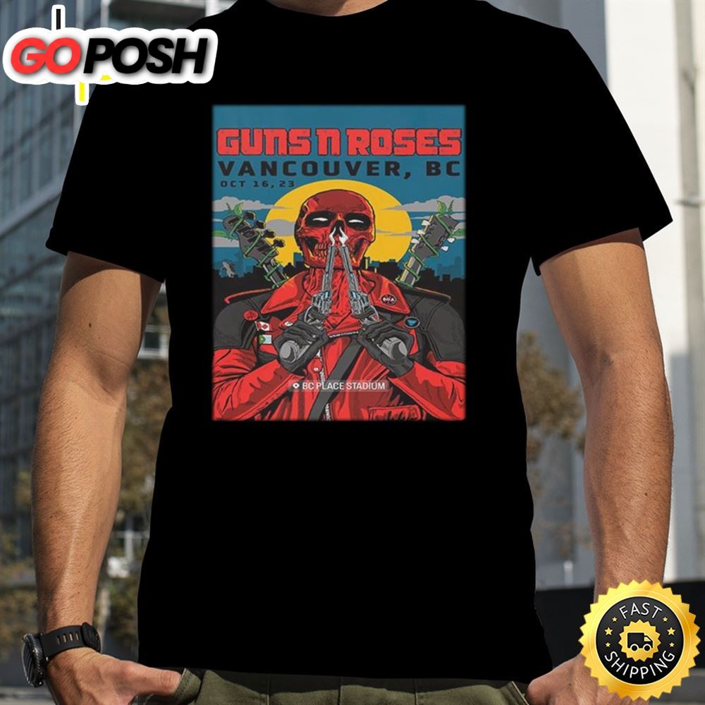 Guns N Roses Vancouver 2025 At BC Place Stadium October 16 Deadpool Skull Style American Tour T-Shirt