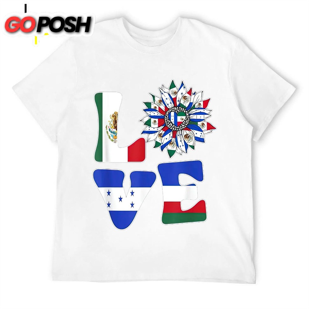 Half Mexican And Honduran Mexico Honduras Flag Sunflower T-Shirt