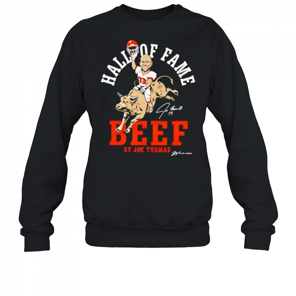 hall-of-fame-beef-by-joe-thomas-signature-player-and-mascot-shirt-pkfzap4c Hall of Fame Beef by Joe Thomas signature player and mascot shirt