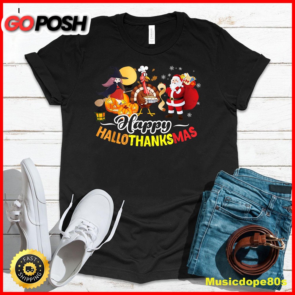 Hallo Thanks Mas Shirt Halloween Turkey Thanksgiving Xmas T-Shirt