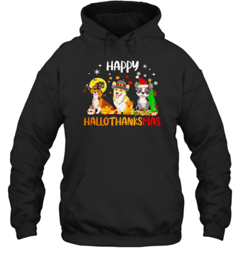 Hallothanksmas Halloween Thanksgiving Christmas Dog Lovers T-Shirt