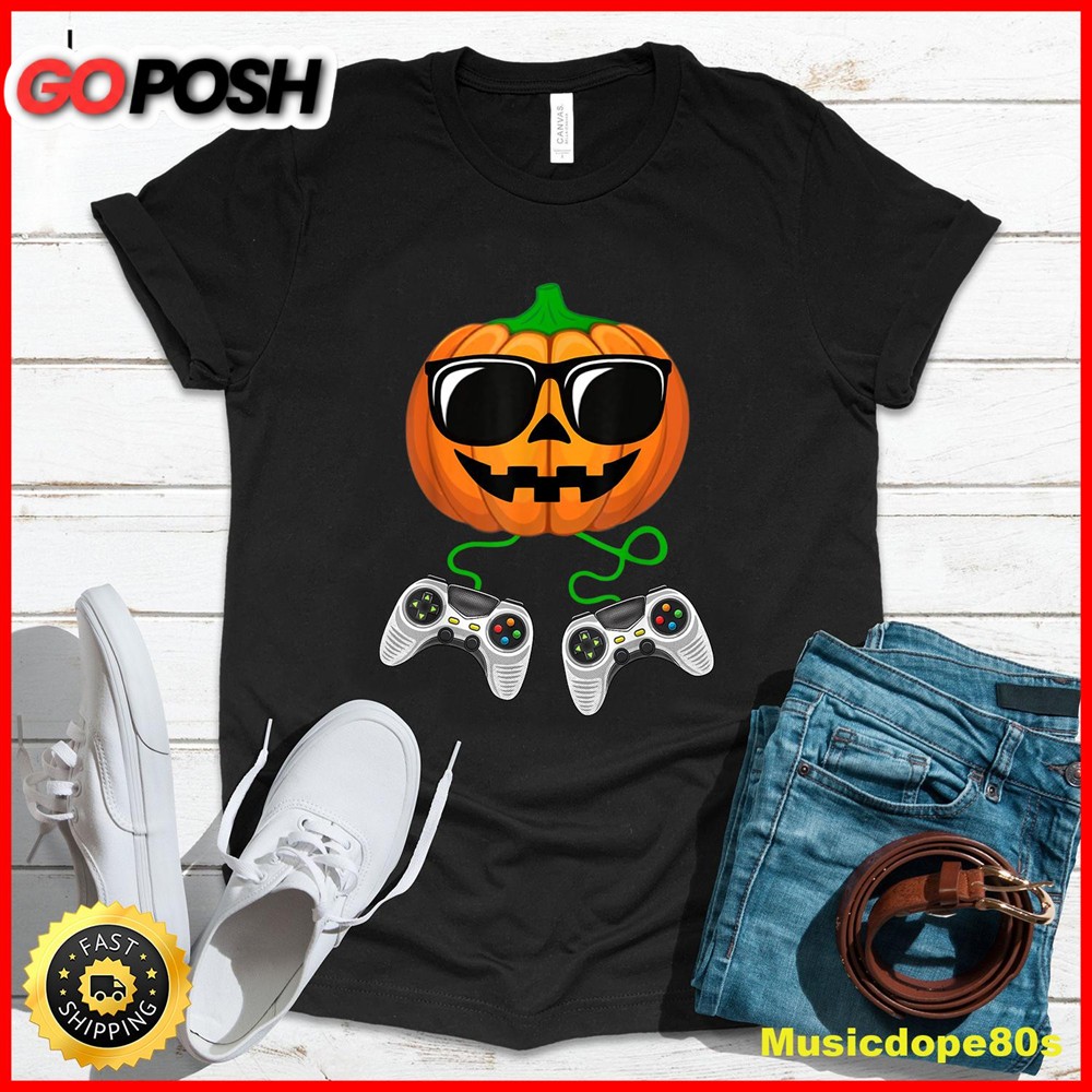 Halloween Jack O Lantern Gamer Boys Kids Men Funny Halloween T-Shirt