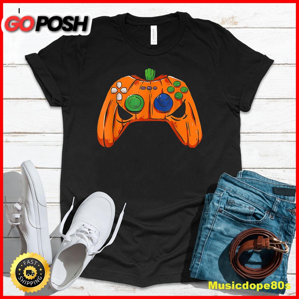 Halloween Jack O Lantern Gamer Funny Video Games Boys Kids T-Shirt