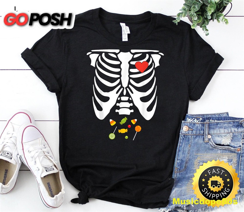Halloween Skeleton Rib Cage Halloween Candy Kids Toddler T-Shirt