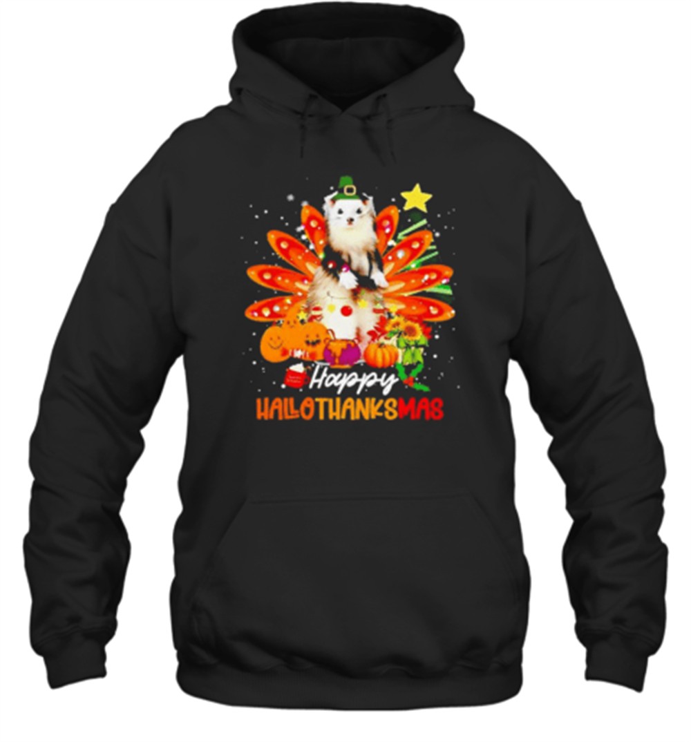 Halloween Thanksgiving Christmas Happy Hallothanksmas Ferret 2025 T-Shirt