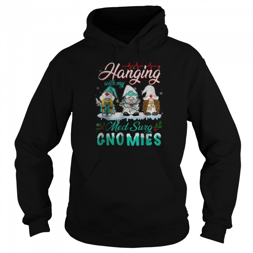 Hanging With My Med Surg Gnomies Nurse Christmas Santa Hat T-Shirt