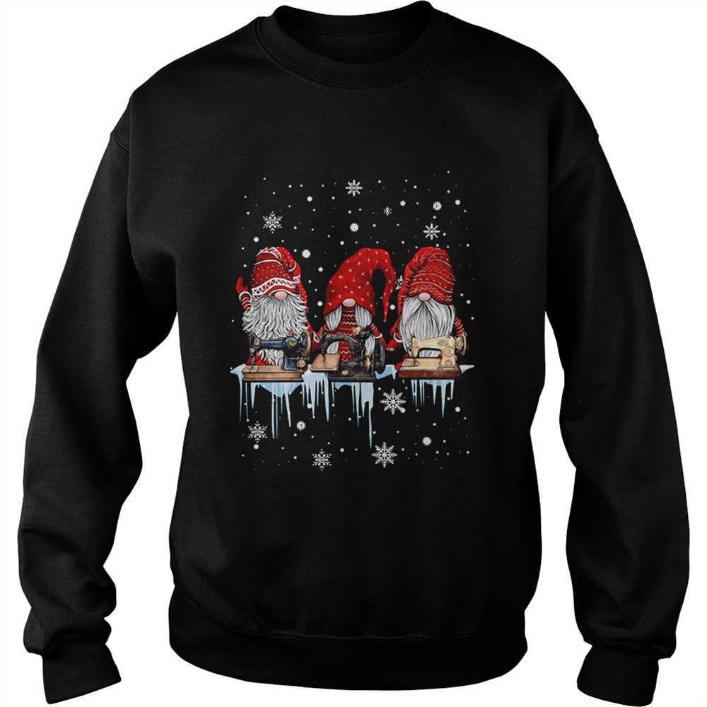 Hanging With Red Gnomies Sewing Machine Christmas shirt