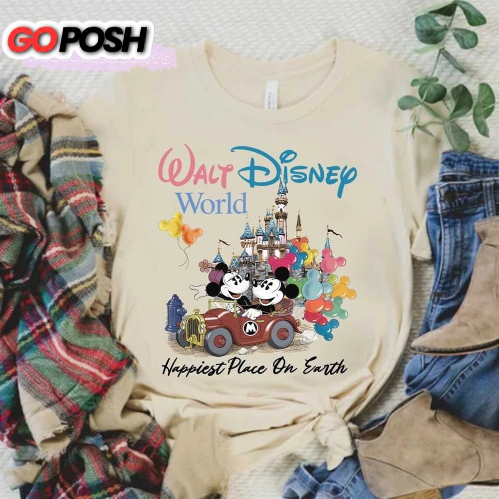 Happiest Place On Earth Walt Disney World Mickey Minnie T Shirt