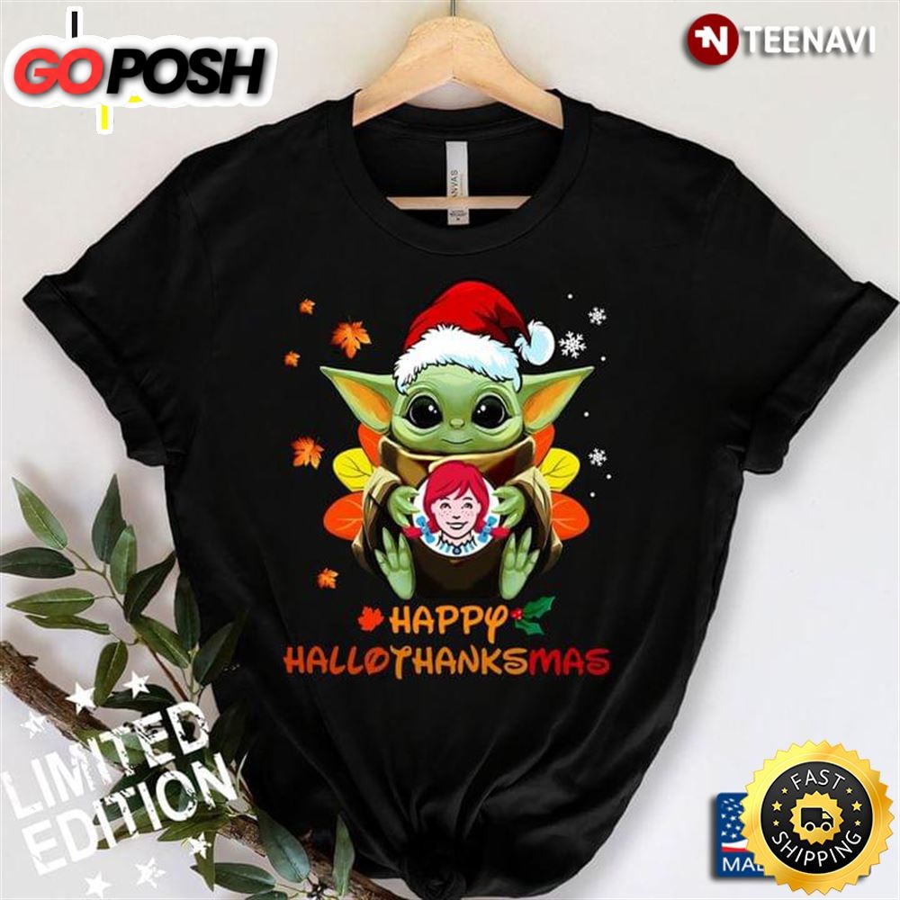 Happy Hallothanksmas Baby Yoda Hug Wendys