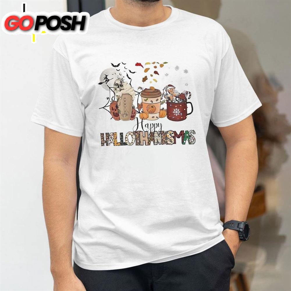 Happy Hallothanksmas Coffee With Pumpkins Shirt