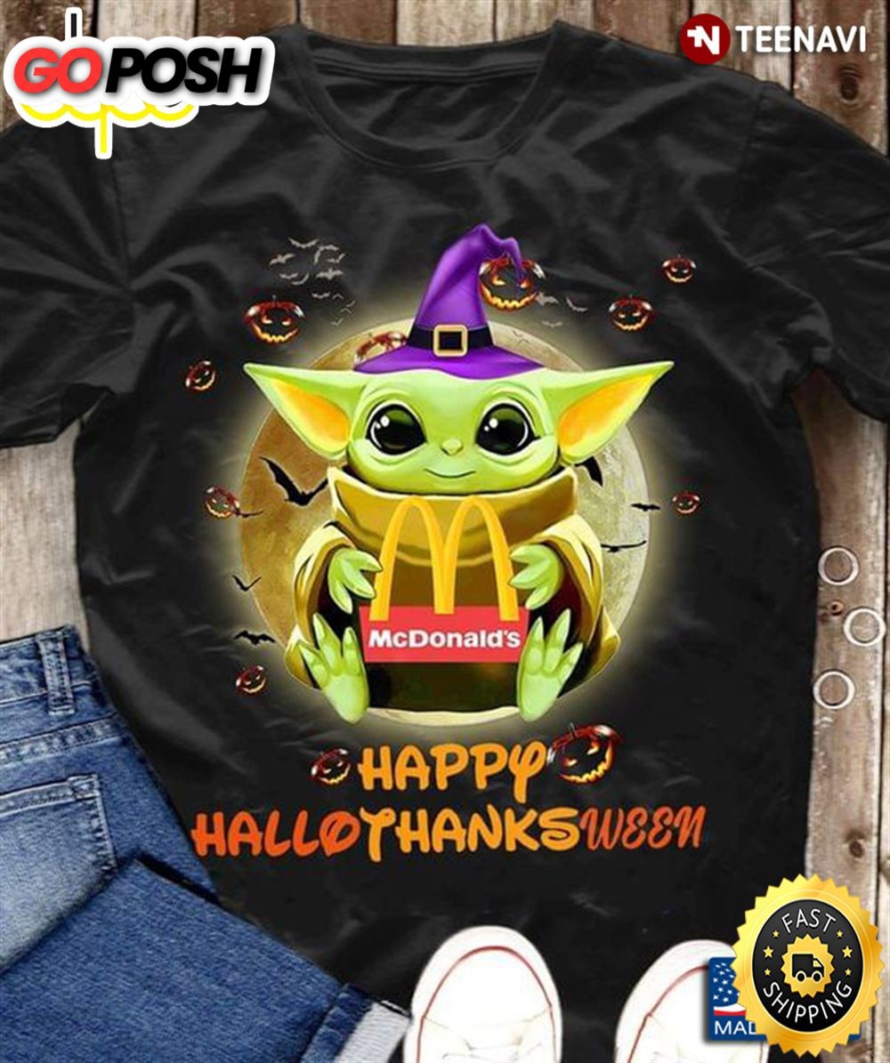 Happy Hallothanksween Baby Yoda Witch Mcdonalds And Jack O Lantern