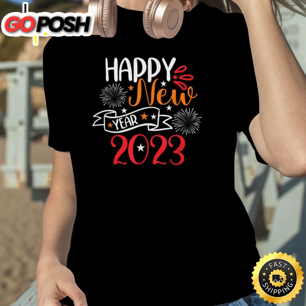 Happy New Year 2025 Fireworks Design Unisex Basic T-shirt