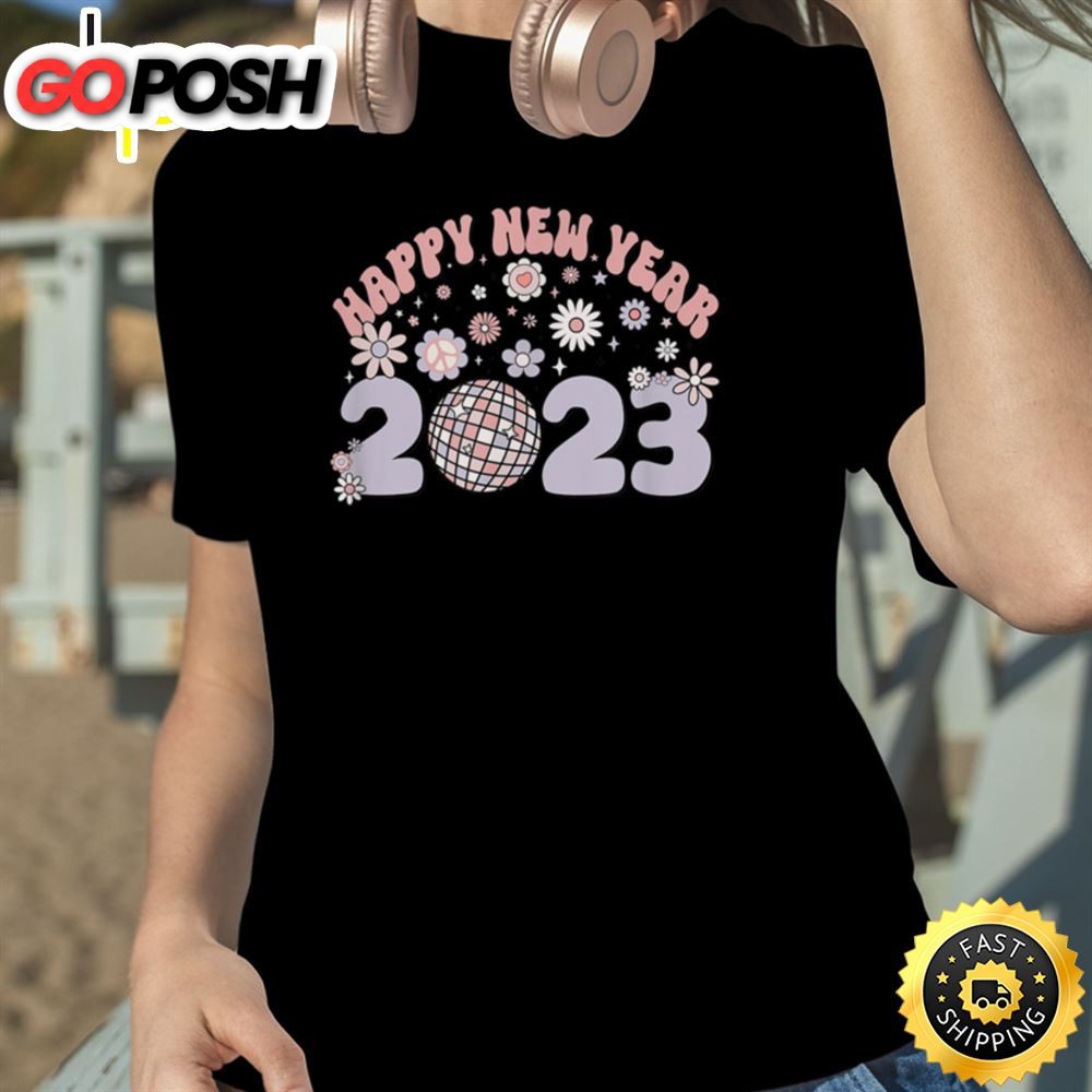 Happy New Year 2025 Retro Style Flower Unisex Basic T-shirt