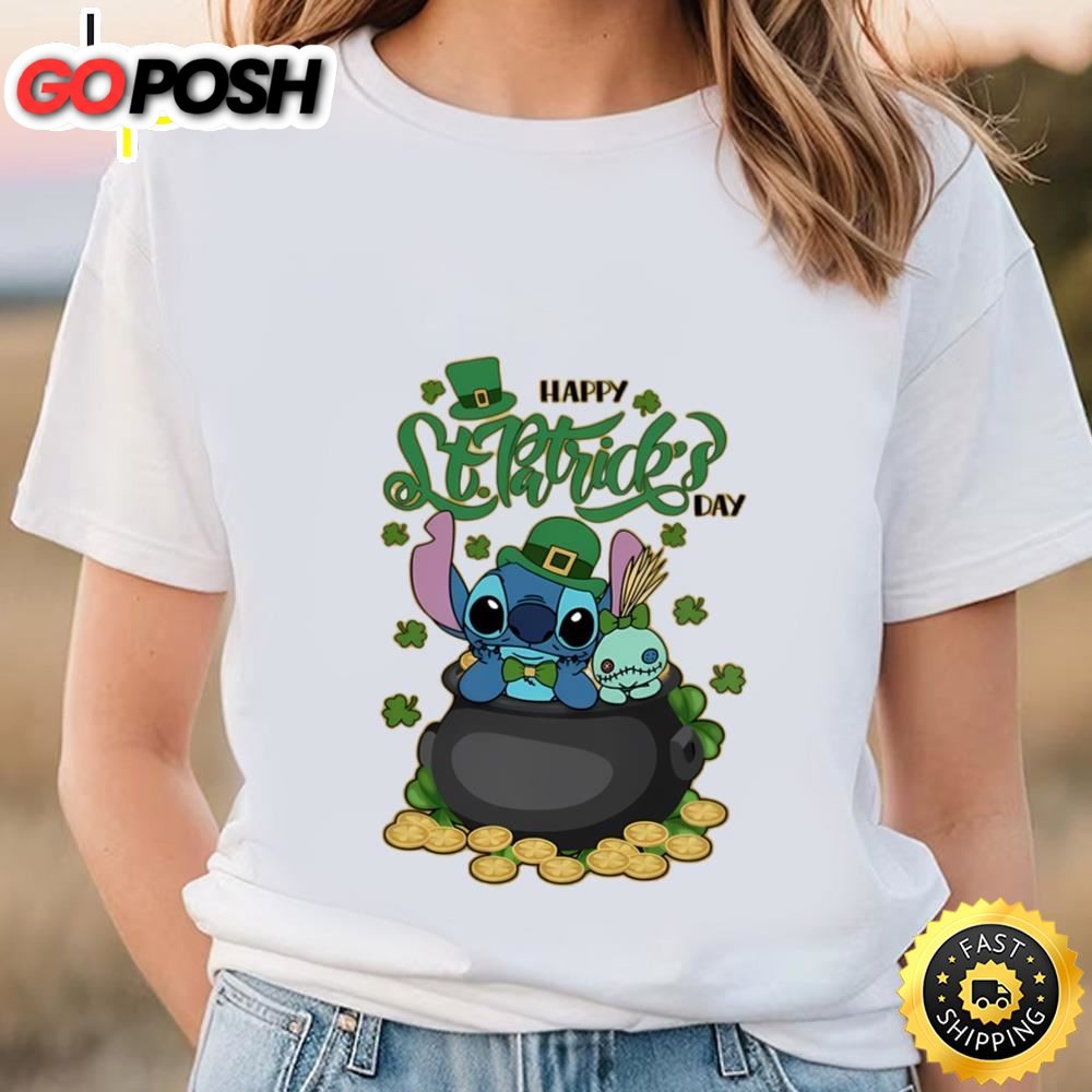 Happy Patrick Day, St Patricks Day Shirt, Stitch Shamrock Shirt