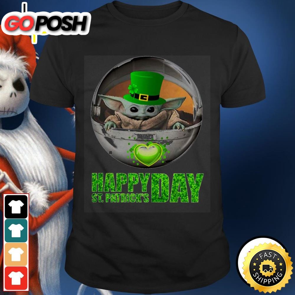 Happy St Patrick?s Day Baby Yoda Unisex Black T-shirt
