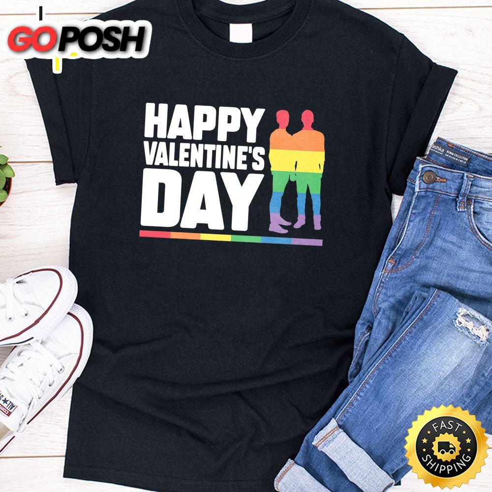 Happy Valentines Day Gay Valentine Gay Couple LGBT Pride Premium Valentines Day T-shirt