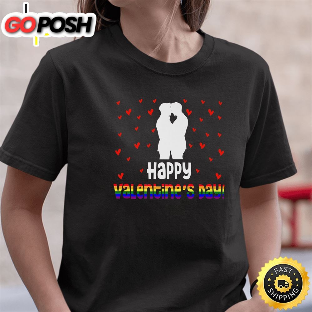 Happy Valentines Day Gay Valentine Gay Couple LGBT Pride Premium Valentines Day T-shirt Unisex