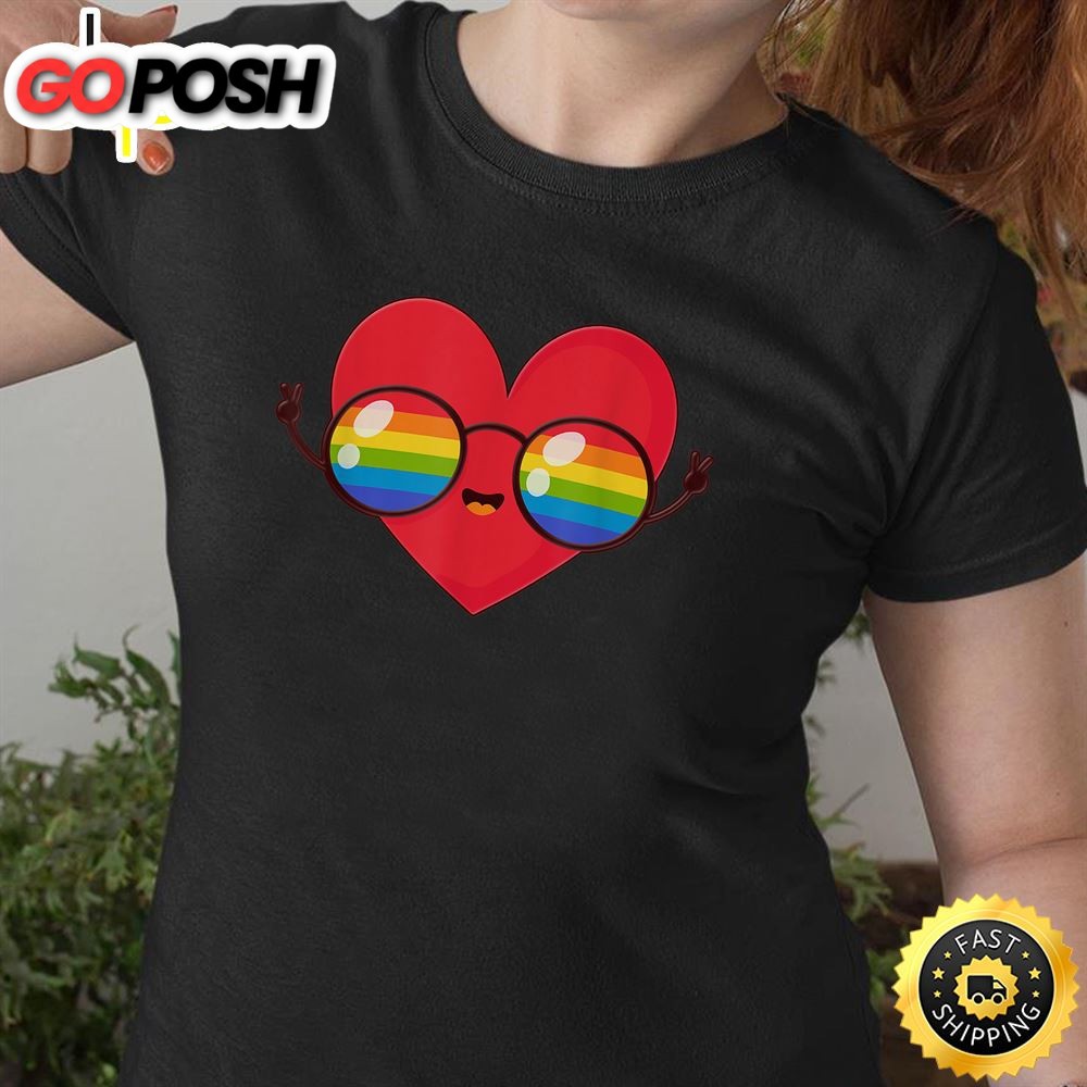 Happy Valentines Gay Cute Valentine Day Pride LGBT Gift Valentines Day Black T-shirt
