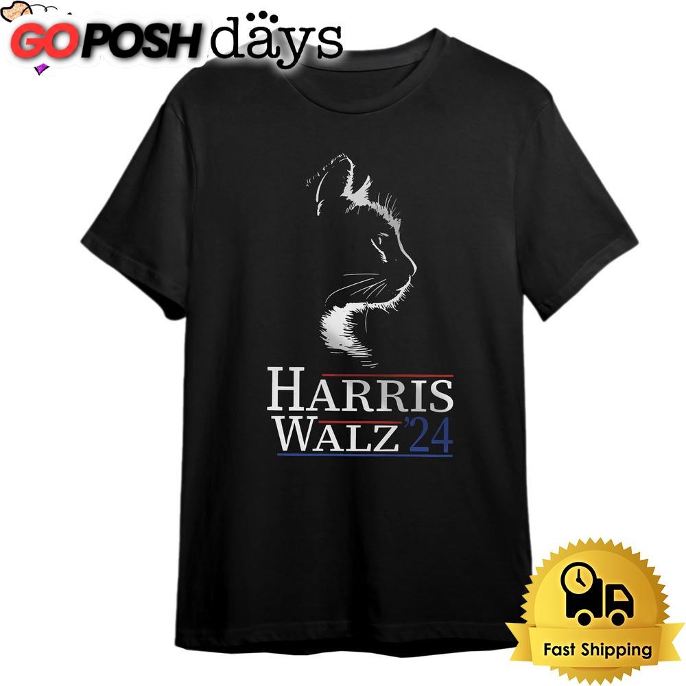 Harris Walz 2024 Cat Dark T Shirt