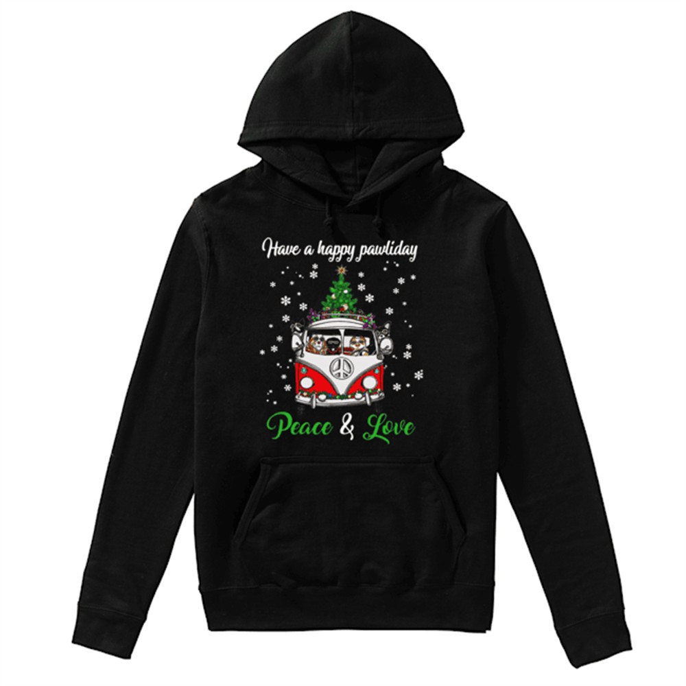 Have a happy pawlidays peace and love Dogs Christmas shirt