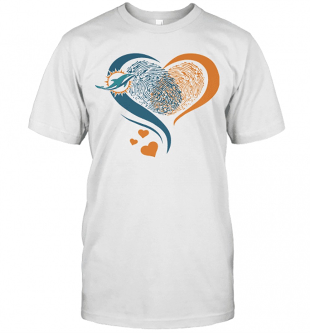 Heart Fingerprint Miami Dolphins T-Shirt