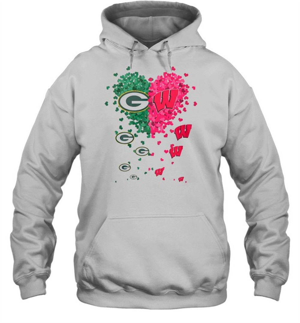 Heart Green Bay Packers And Wisconsin Badgers Love shirt
