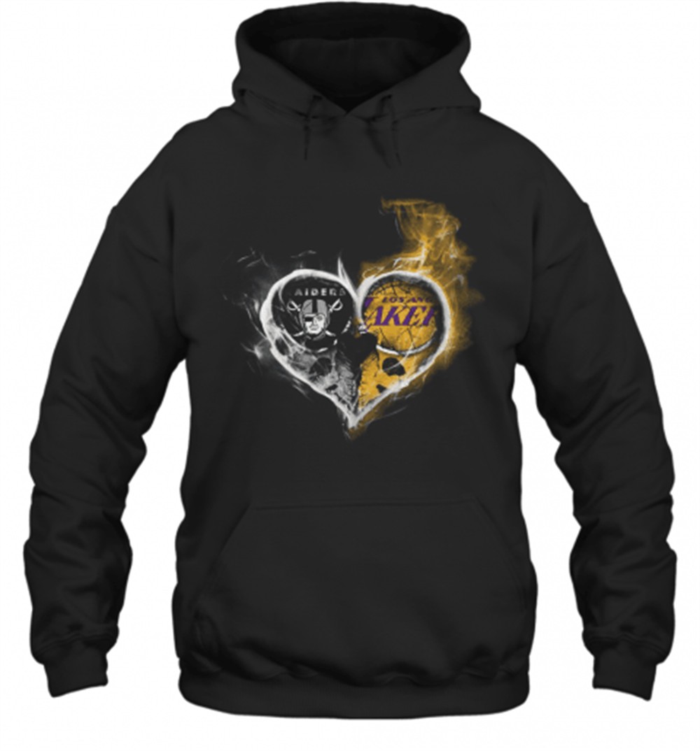 Heart Las Vegas Raiders And Los Angeles Lakers T-Shirt
