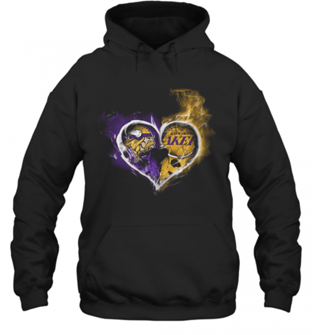 Heart Minnesota Vikings And Los Angeles Lakers T-Shirt