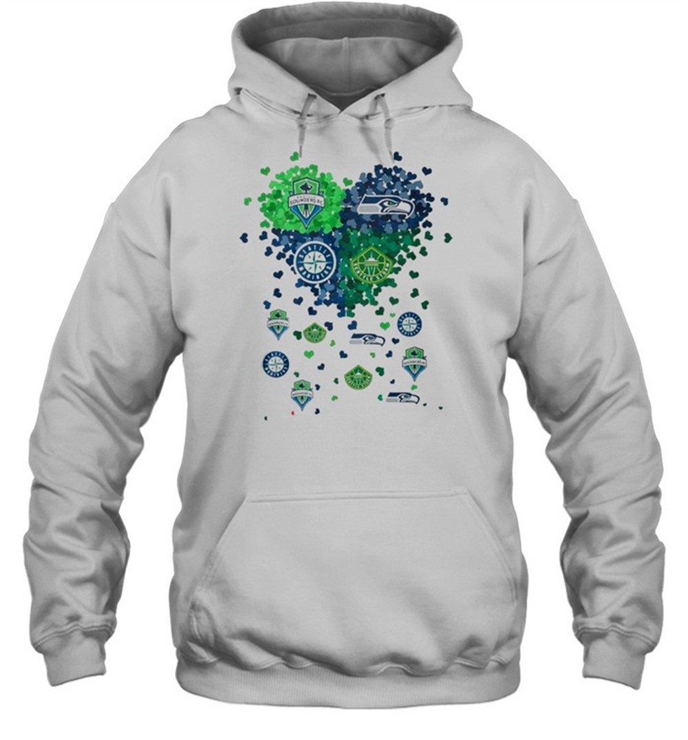 Heart Seattle Sounders Fc Seattle Seahawks Seattle Mariners And Seattle Storm Love shirt