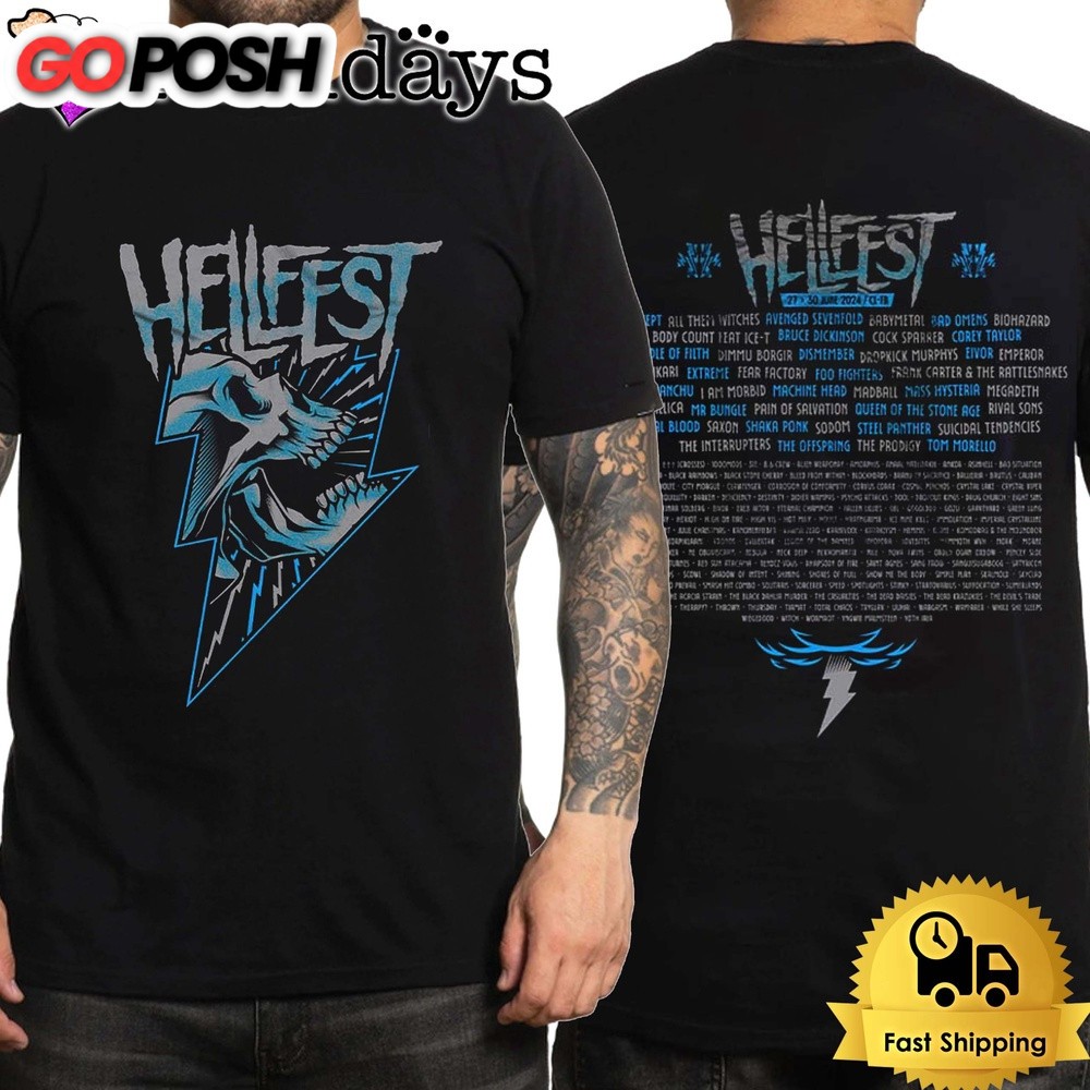 Hellfest Lightning Merch Festival In Clisson France June 2024 Unsiex T-Shirt