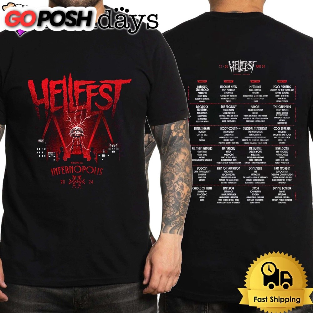 Hellfest Skyline Merch Festival In Clisson France June 2024 Unsiex T-Shirt