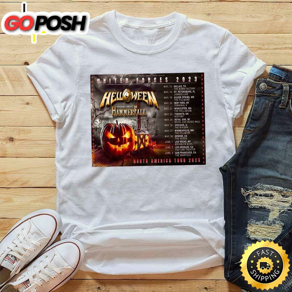 Helloween Hammer Fall North America Tour 2025 List Tour T-Shirt