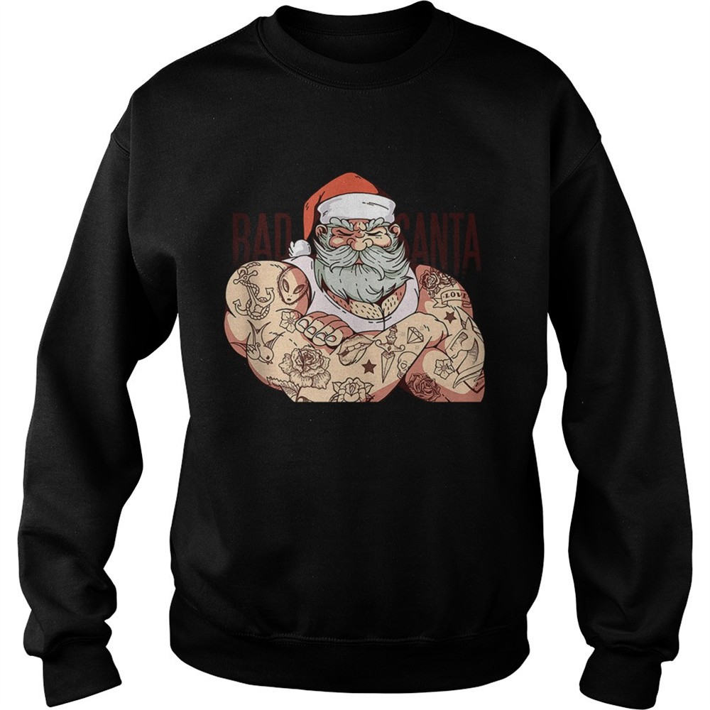 Hipster Rock Santa Claus Tattoo Christmas shirt