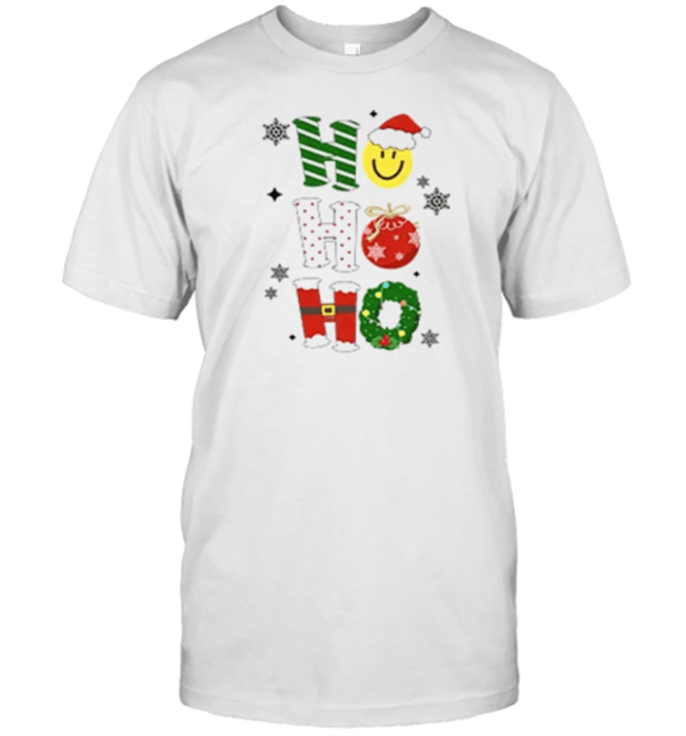 ho-ho-ho-santa-claus-is-coming-christmas-wreath-teacher-t-shirt-p8go1y4h Ho Ho Ho Santa Claus Is Coming Christmas Wreath Teacher T-Shirt